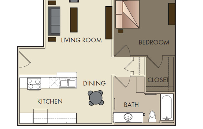 1 bed, 1 bath, 746 sqft, $1,300