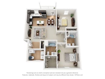 2 beds, 2 baths, 1,104 sqft, $1,419