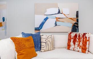 a made bed in a room