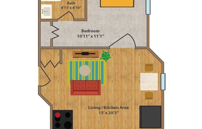 1 bed, 1 bath, 426 sqft, $907, Unit Capitol Manor-23