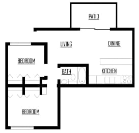 2 beds, 1 bath, 658 sqft, $1,156