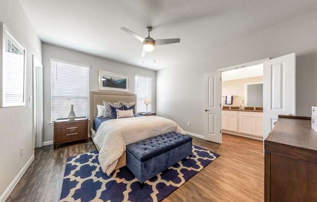 Rivers Edge Apartments Furnished Bedroom with Plenty of Natural Light