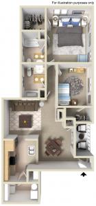 2 beds, 2 baths, $1,995