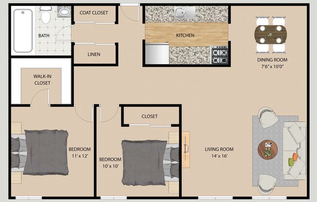 2 beds, 1 bath, 845 sqft, $1,500, Unit 230115