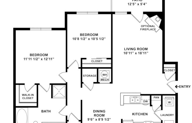 2 beds, 1 bath, 1,088 sqft, $1,369