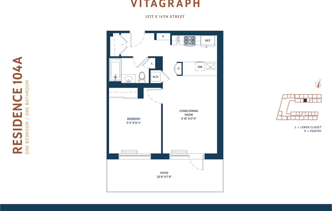 1 bed, 1 bath, 668 sqft, $3,230, Unit 104A