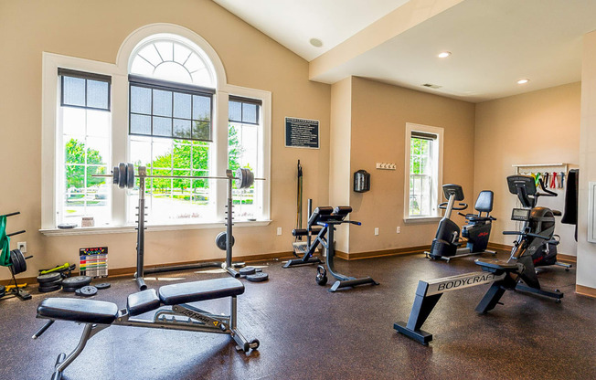 the gym at the at the boulevard apartments in