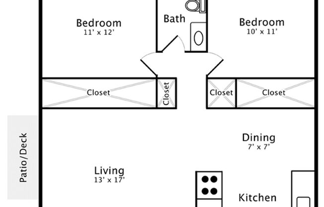 2 beds, 1 bath, 848 sqft, $1,124, Unit 1608-2