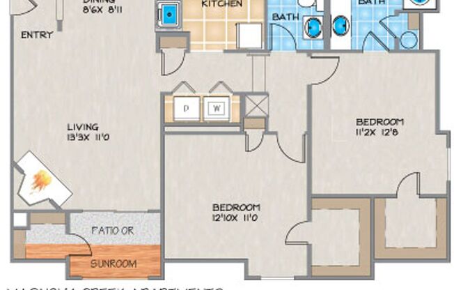 2 beds, 2 baths, 1,063 sqft, $1,335, Unit 136