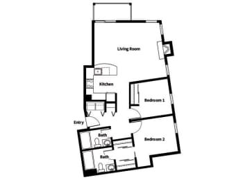 2 beds, 2 baths, 914 sqft, $2,080