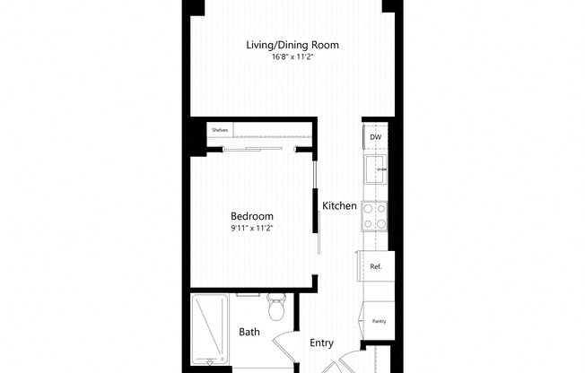 1 bed, 1 bath, 606 sqft, $2,435