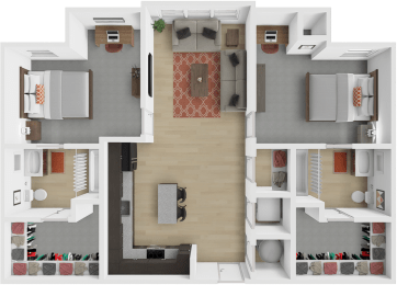 2 beds, 2 baths, 910 sqft, $1,349