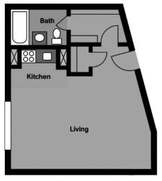 Studio, 1 bath, 472 sqft, $1,546