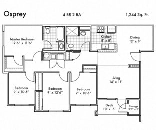 4 beds, 2 baths, 1,244 sqft, $2,396