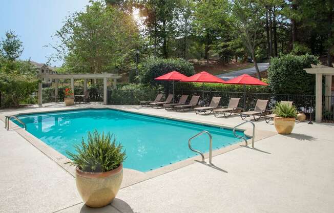 pool with lounge chairs