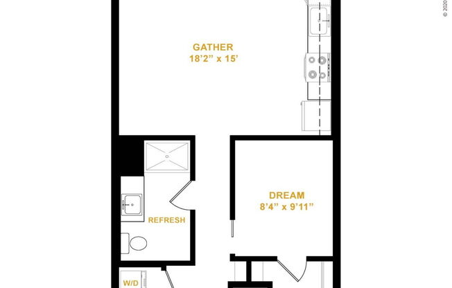 1 bed, 1 bath, 620 sqft, $1,555