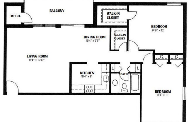 2 beds, 1 bath, 970 sqft, $1,814