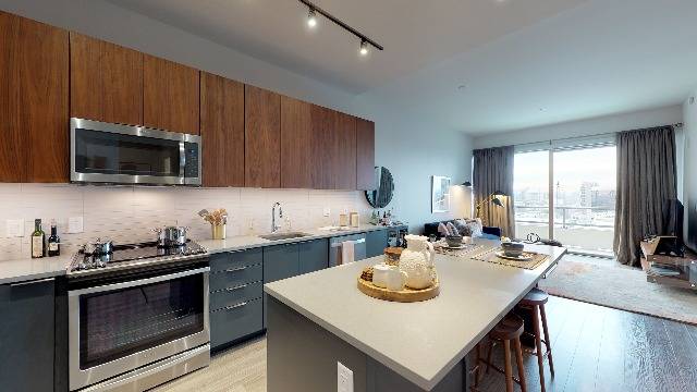 Upscale kitchen finishes including under cabinet lighting