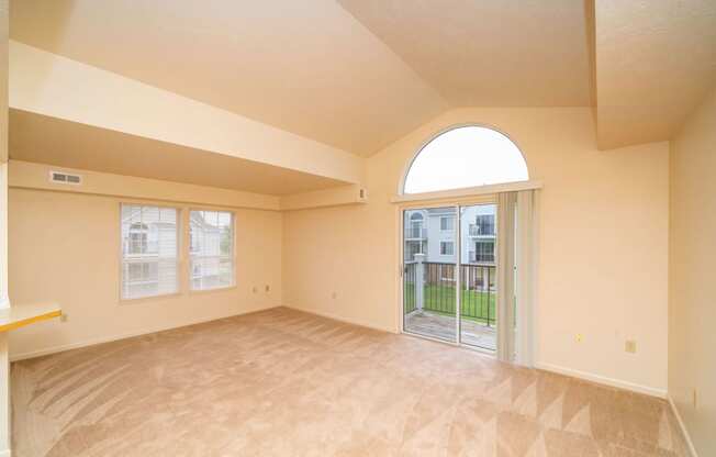 Enlarged living room with cathedral ceiling