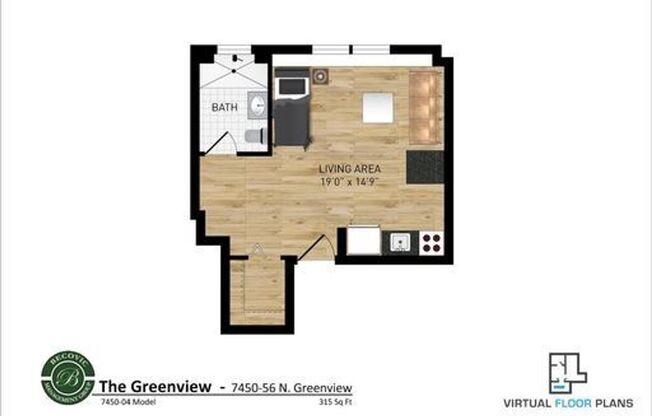Studio, 1 bath, 266 sqft, $1,350, Unit 7450-74