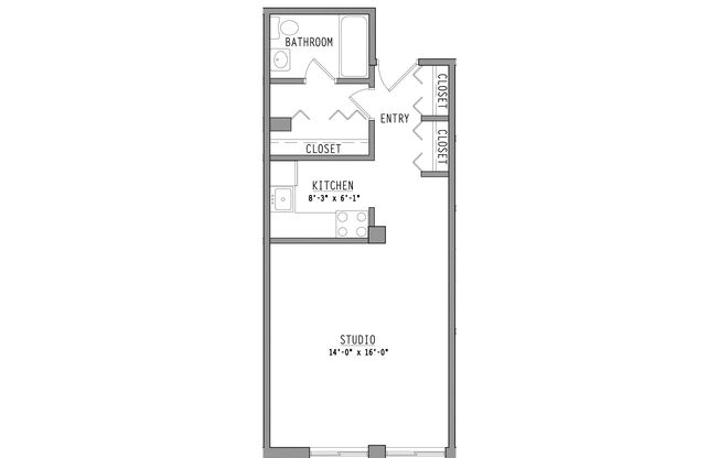 Studio, 1 bath, 500 sqft, $1,495, Unit 204