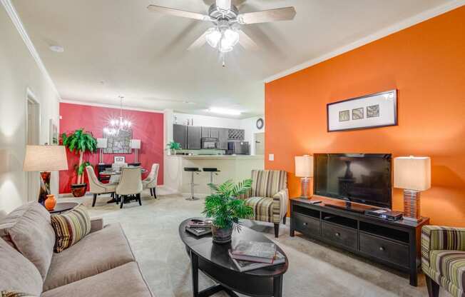 Living Area with 9 Ft. Ceilings at Patriot Park Apartment Homes in Fayetteville, NC,28311