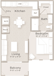 Studio, 1 bath, 552 sqft, $1,149