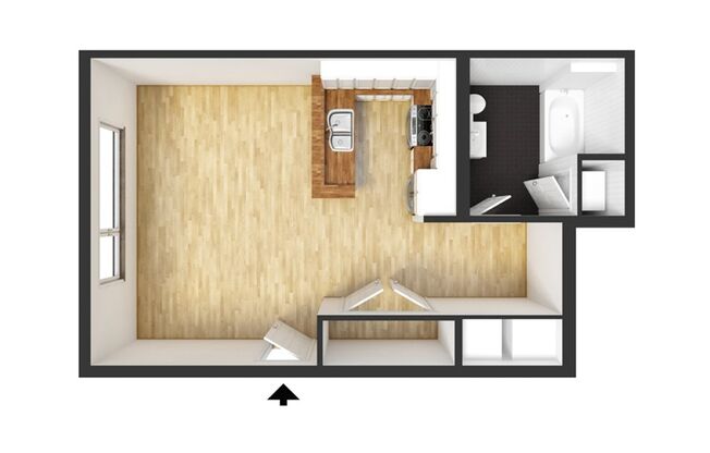 Studio, 1 bath, 551 sqft, $1,725, Unit 210