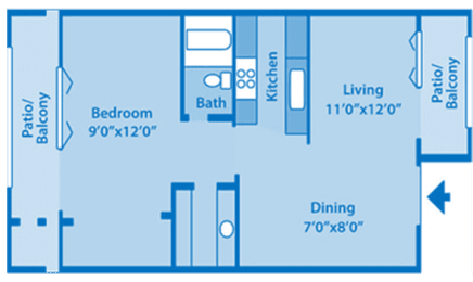 1 bed, 1 bath, 456 sqft, $682
