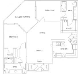 2 beds, 2 baths, 1,264 sqft, $1,499