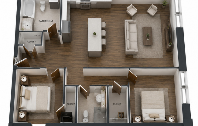2 beds, 2 baths, 1,057 sqft, $2,378, Unit GL-09