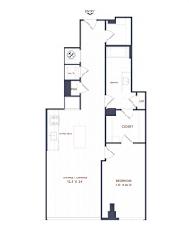 1 bed, 1 bath, 819 sqft, $2,480