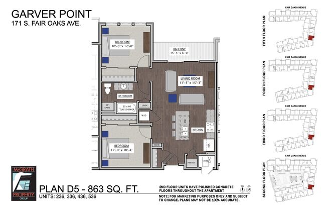 2 beds, 1 bath, 863 sqft, $2,075, Unit 236