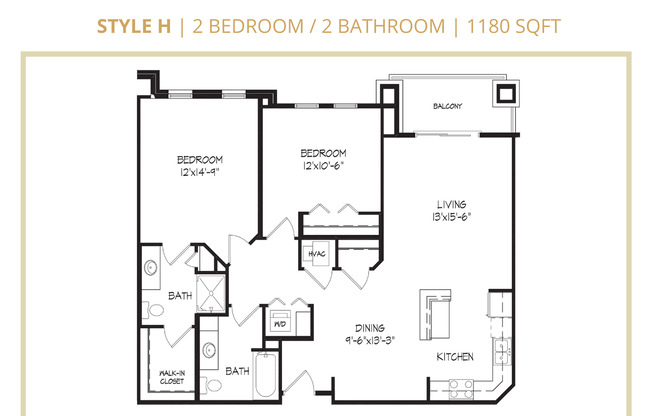 2 beds, 2 baths, 1,180 sqft, $1,660, Unit 8101-308