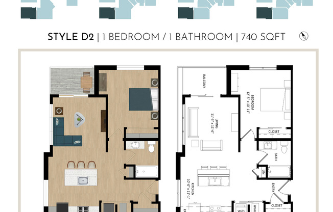 1 bed, 1 bath, 740 sqft, $1,885, Unit 317