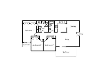 3 beds, 2 baths, 1,208 sqft, $1,510