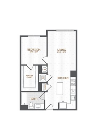 1 bed, 1 bath, 733 sqft, $3,502