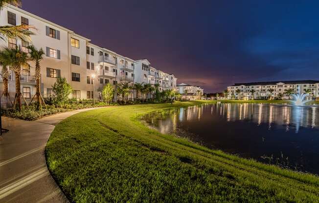 View of Lakeside Walking Path at Night at Edge75, Florida
