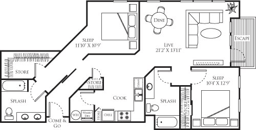 2 beds, 2 baths, 1,159 sqft, $3,315, Unit 405