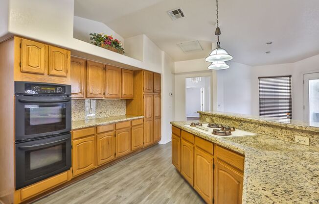 One Story home! 4 beds, pool spa, 3 car garage w/workshop. RV parking. Granite counters