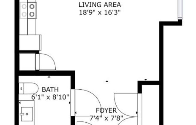 Studio, 1 bath, 360 sqft, $1,795, Unit 72