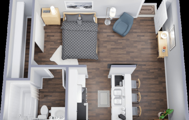 Studio, 1 bath, 432 sqft, $849