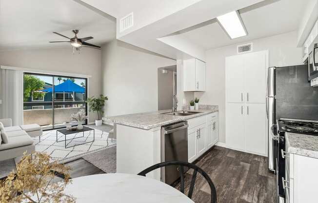 Model kitchen and dining area