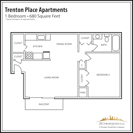 1 bed, 1 bath, 680 sqft, $1,205