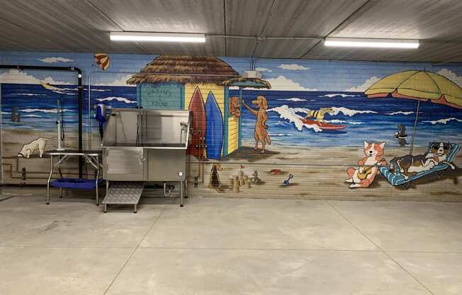 Pet was station with beautiful colorful mural at the villas at falling waters