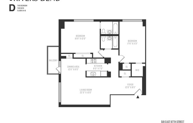 2 beds, 2 baths, $11,000, Unit 16D