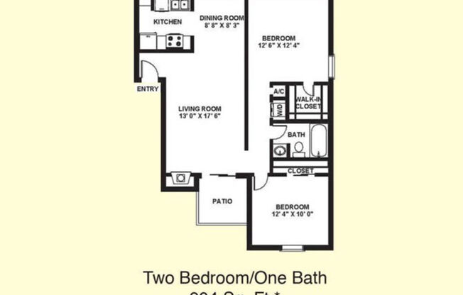 2 beds, 1 bath, 904 sqft, $1,259
