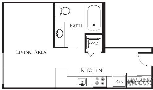 Studio, 1 bath, 334 sqft, $1,272, Unit 332