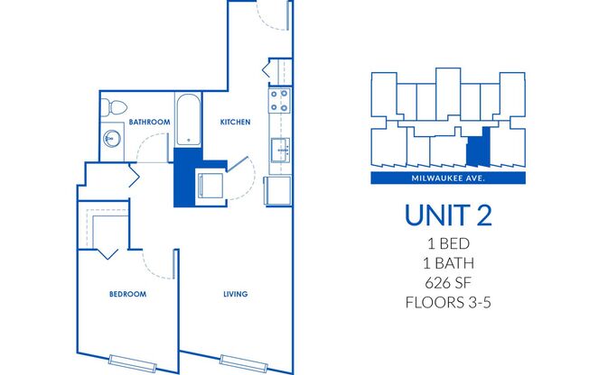 1 bed, 1 bath, 626 sqft, $2,376, Unit 302
