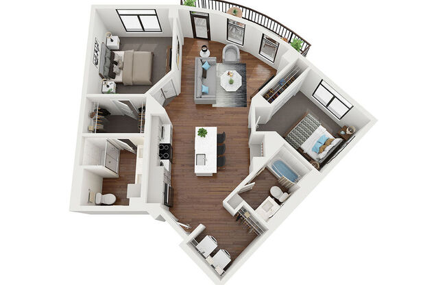 2 beds, 2 baths, 1,087 sqft, $2,156